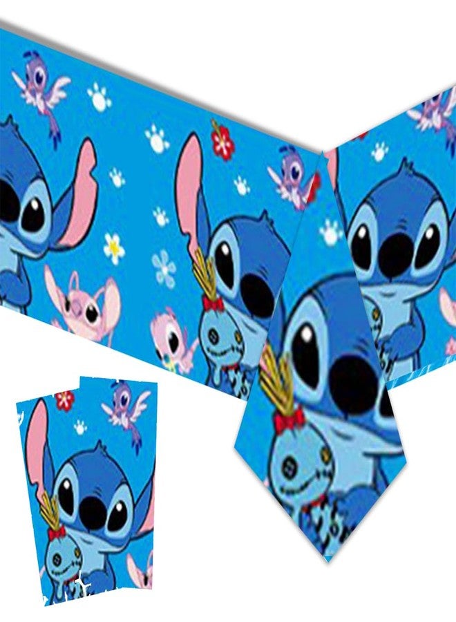 Omto 2Pcs Stitch Tablecloth Disposable Tablecover Birthday Party Supplies and Decorations for Kid Boy Baby Shower Rectangle Tables 70"X42",2 Pack - Image 1